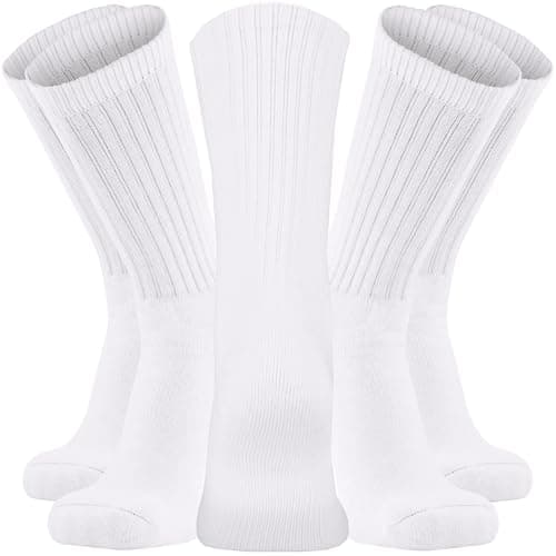 Image of Kensington® Men’s Sport Socks – 10 Pairs, White Crew Socks (Size 6-11) – Cushioned Cotton for Gym, Running & Everyday Use