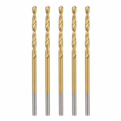 Image of Kozelo 5pcs Drill Bit - [1mm Diameter] M42 8% Cobalt HSS Cutting Tool for Machining Hard Metal Stainless Steel Woodworking Handicraft Use, 135° Cutting Angle TiN