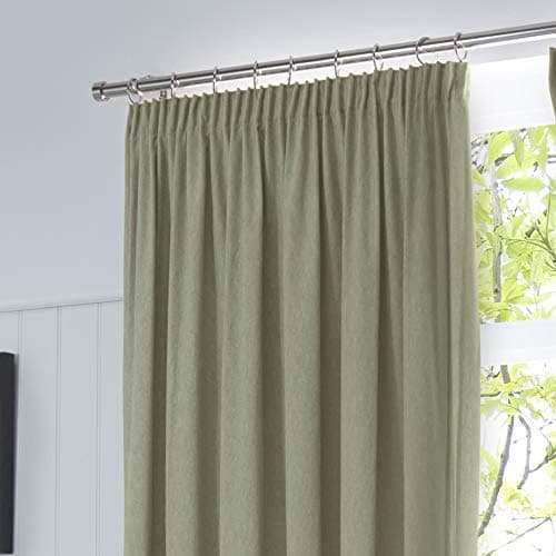 Image of Fusion - Dijon - Blackout/Thermal Insulated Pair of Pencil Pleat Curtains - 90" Width x 90" Drop (229 x 229cm) in Green