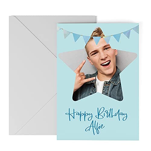 Image of Personalised Birthday Card - Customised Greeting Card - Add Your Own Photo and Name - Regular A5 Card - Sustainable Recyclable Materials Made in the UK - Envelope Included