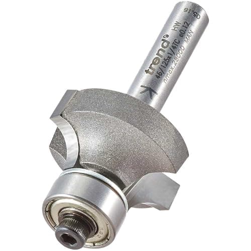 Image of Trend Professional Bearing Guided Ovolo Router Cutter, 6mm Radius, 1/4 Inch Shank, 24.7mm Cut Diameter & 12mm Cut Length, Two Bearings, Tungsten Carbide Tipped, 46/125X1/4TC