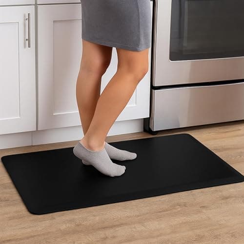 Image of K Collection Heavy Duty Anti Fatigue Standing Mat – High Density Cushioned Non-Slip Mat for Standing Desks, Office, Kitchen Rug - Black 44cm x 71cm