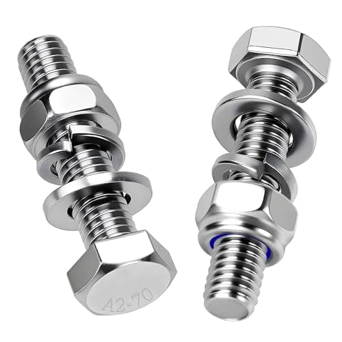 Image of Mbsomnus 15 Pcs Bolts and Nuts Set M8x40 mm Hex Head Lock Nuts 304 Stainless Steel DIN 933 Machine Screws with Nylon Nut Flat Lock Washers for Furniture Machinery Car Bike Ship 3D Printing