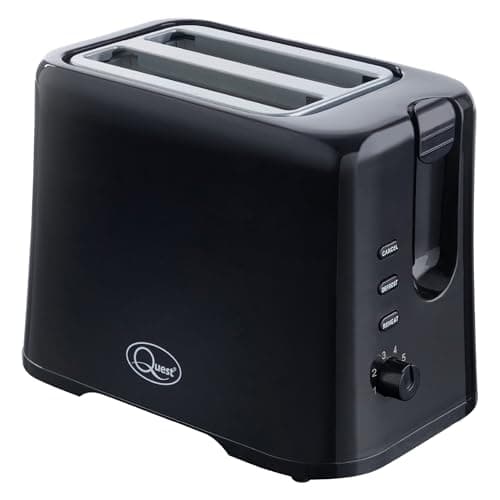 Image of Quest 2 Slice Toaster/Variable Browning Control/Reheat and Defrost/Crumb Tray and Cord Storage/Black / 870W