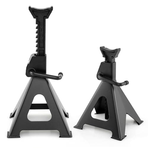 Image of COSTWAY 2 Pack Jack Stands, 6/12 Ton Capacity Per Stand, Heavy Duty Axle Stands with Adjustable Height & Self-Locking Design, Car Support Lifting Stand for SUV Pickup (6 Ton, 39-62cm H, Black)