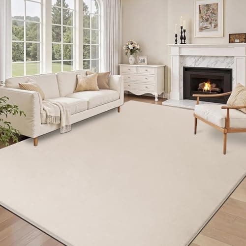 Image of SHACOS Beige Rugs Living Room 140x200 cm Washable Rug Anti Slip Fluffy Area Rugs Non-Slip Bedroom Rug Soft Carpets for Living Room