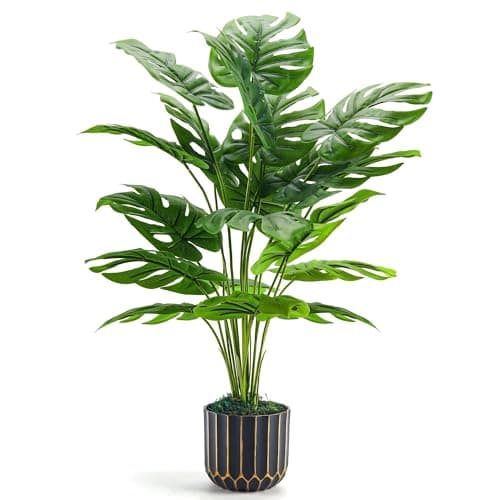 Image of Der Rose Fake Plants Artificial Plants Tall 71cm Adjustable Faux Monstera Plants Indoor Outdoor for Home Bedroom Living Room Bathroom Decor