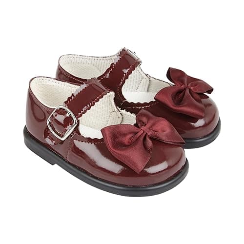Image of EARLY DAYS Baypods, Toddler Shoes with Hard Sole, Baby Girls First Walking Shoes with Anti-Slip Sole, First Walkers, Made in England, Burgundy Patent, 5 UK Child