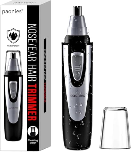 Image of Paonies Nose Hair Trimmer for Men and Women, 2026 Professional Painless Ear and Nose Hair Trimmer Clipper, Battery-Operated Facial Hair Removal with IPX7 Waterproof, Dual Edge Blades, Easy to Clean
