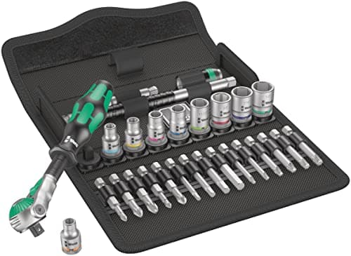 Image of Wera 8100 SA 9 Zyklop Speed Multi-function Ratchet, Socket & Bit Set, 1/4" Drive, Imperial, 28pc, 05004019001, Silver