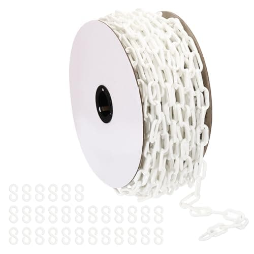 Image of PATIKIL Plastic Chain,150 FEET Safety Barrier Chain for Crowd Control, 1/4inch(6mm) White Plastic Chains Links for Queue Lines, Parking, Fences, Gate, Concerts, and Decoration