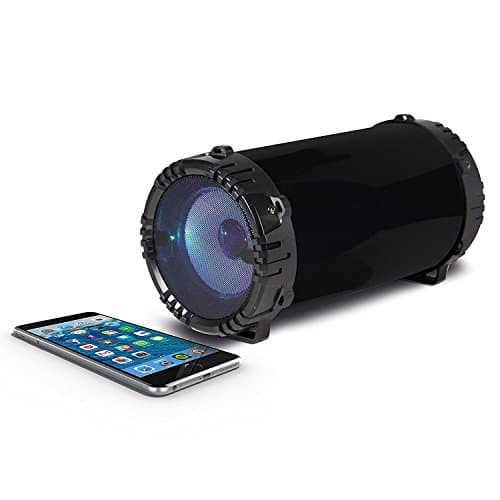 Image of Akai Wireless Bluetooth Indoor and Outdoor Karaoke Speaker, Built-In FM Radio, Microphone, 2 x 10 W PMPO Speakers, Rechargeable Lithium Battery, Colour Changing LED Lights, Heavy Bass, Black