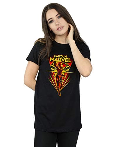 Image of Marvel Women's Captain Marvel Flying V Boyfriend Fit T-Shirt Black XXX-Large