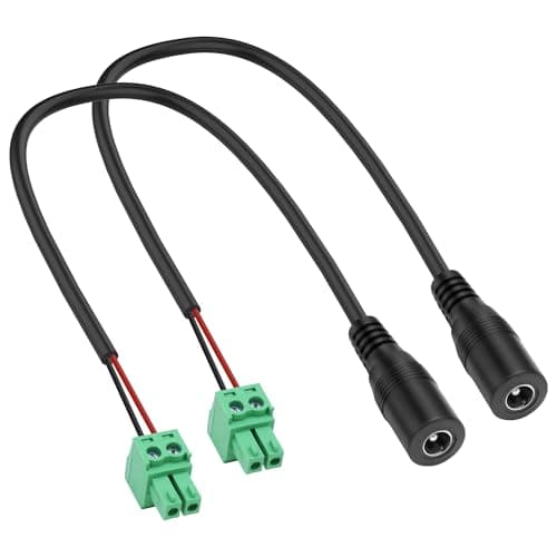 Image of XMSJSIY DC 5.5 mm x 2.1 mm to Phoenix Terminal Adapter Cable DC 5521 to 15EDGK 2-Pole 3.81mm/0.15inch Pitch Circuit Board PCB Screw Terminal Block for CCTV Security Camera - 30CM/11.8inch (Female)
