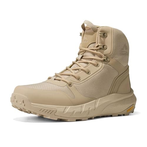 Image of NORTIV 8 Men's Mid Military Tactical Boot Comfortable Lightweight Boots for Work All Day Side Zipper Motorcycle Combat Boots,Size 9.5,Sand,SNMT241M