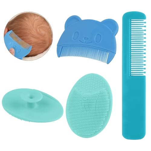 Image of Aolso Baby Hair Comb, 3PCS Baby Hair Brush and Comb Set, Baby Hair Brush Toddler Comb for Newborns & Toddlers, Perfect Baby Registry Gift (Blue)