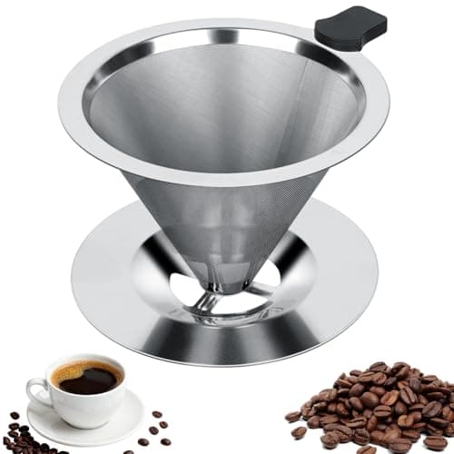 Image of Vicloon Stainless Steel Pour Over Coffee Maker - Reusable Paperless Drip Coffee Filter for Single Cup Brew