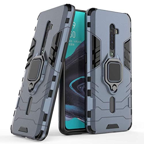 Image of MRSTER OPPO Reno2 360 Degree Rotating Case with TPU Ring Holder 2 in 1 Rugged Hybrid Shockproof Silicone Case for Oppo Reno 2 HB Blue