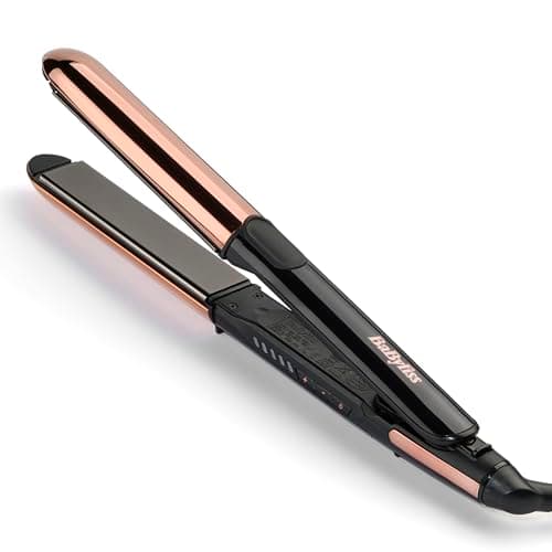 Image of BaByliss Straight and Curl Brilliance Hair Straighteners - Curved Metal Design Easy Styling, Smoothing Titanium Plates, Ionic Anti-Frizz, Fast 15 Second Heat Up, 5 Heat Settings Up to 235°C, 2481U