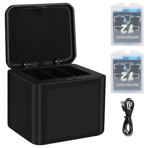 Image of ASUNCELL 2000mAh Hero 12 Rechargeable Battery, 2 Lithium-ion Batteries with Three Charger Slots for GoPro Hero 12 11 10 9 Black