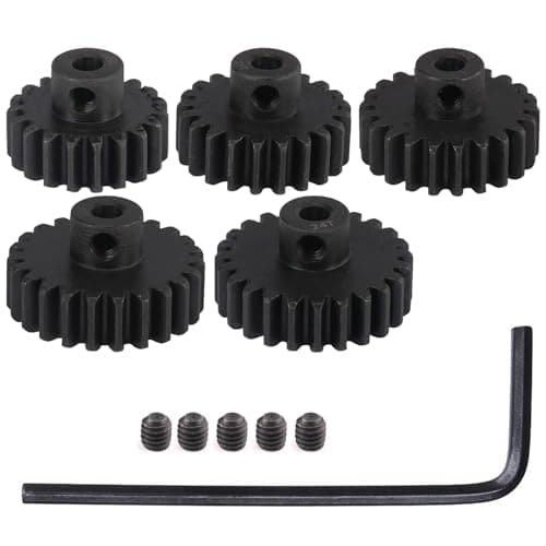 Image of 0.8M Hardened Steel Pinion Gear Set 1/8 inch 3.175mm Hole 20T 21T 22T 23T 24T with Hex Key for RC Brushless Brush Motor RC Car Upgrade(Compatible with 0.8 Metric Pitch)