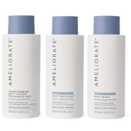 Image of AMELIORATE Smooth Skin Supersize Bundle Fragrance Free | Includes Transforming Body Lotion, Exfoliant & Wash in 500ml Supersizes | For KP, Dry Skin & Razor Bumps | Dermatologist Approved