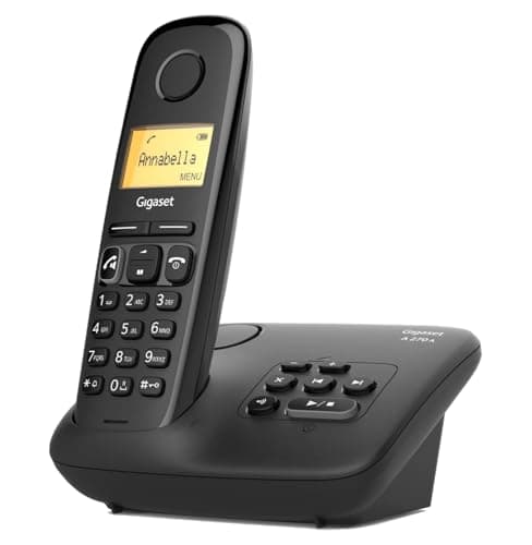 Image of Gigaset A270A - Cordless DECT Telephone with an Answering Machine - Handsfree Handset - Illuminated Graphical Display and Keypad, Black [UK Version]