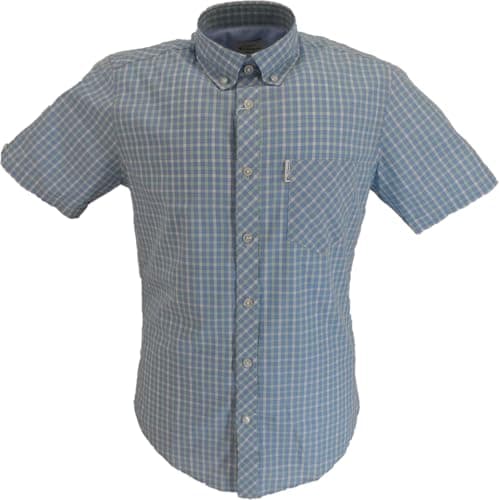Image of Ben Sherman Men's Signature House Check Short Sleeved Shirt (UK, Alpha, XL, Regular, Lake Blue)