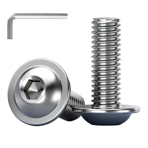 Image of YOOZIYA 20pcs M5x12mm Flanged Button Head Socket Screws Stainless Steel A2 304 Allen Hex Drive, Full Thread Machine Bolts with Allen Key for Furniture,Metal,Woodworking