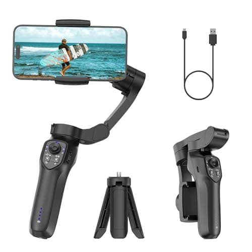 Image of COMITOK L7C Pro, 3-Axis Gimbal Stabilizer for Smartphone, Face/Object Tracking, Foldable iPhone Gimbal, Black, USB Connector, Compatible with Smartphones Up to 0.62 lbs & 7 Inches