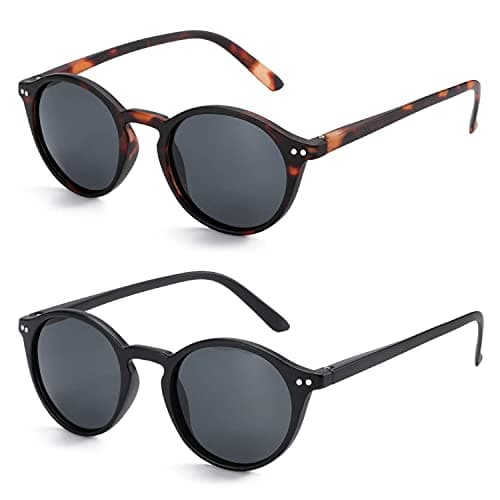 Image of ZENOTTIC 2 Pack Polarised Sunglasses Womens Mens Retro Vintage Round and Square Sun Glasses with UV400 Protection Unisex