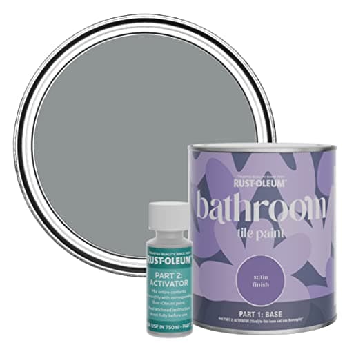 Image of Rust-Oleum Mid-Grey Water-Resistant Bathroom Tile Paint in Satin Finish - Anthracite 750ml