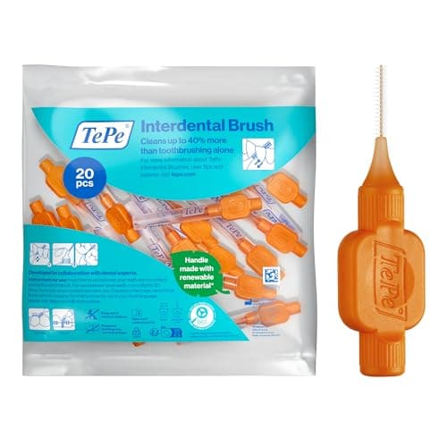 Image of TePe Interdental Brush, Original, Orange, 0.45mm/ISO 1, 20pcs, Plaque Removal, efficient Clean Between The Teeth, Tooth Floss, for Narrow Gaps