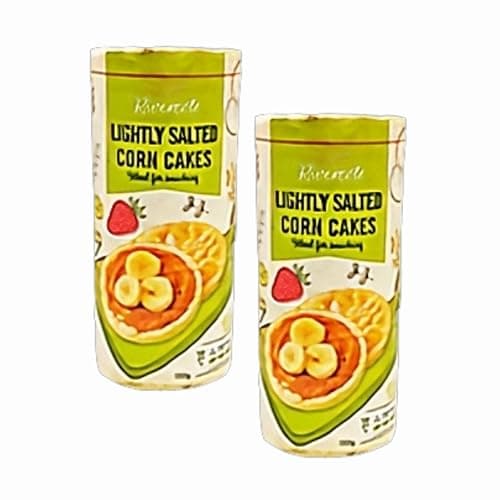 Image of Vellomart Rivercote Lightly Salted Rice Cakes & Corn Cakes 2 x 130g – Low Fat, Crispy Snack, Gluten Free, Healthy Light Bites (Corn Cakes)