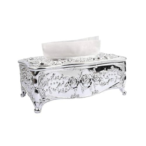 Image of Urban London FactoryTissue Box Rectangular Tissue Coverage Reusable Clear Facial Tissue Container Desktop Exquisite Design Acrylic Plating Tissue Dispenser for Hotels Offices Silver