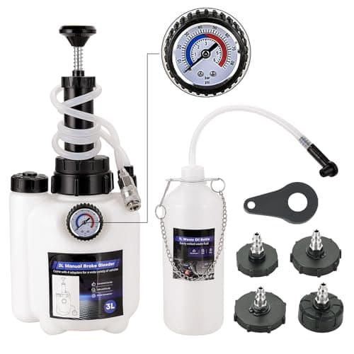 Image of DASBET 3L Manual Brake Bleeder Kit – Professional One-Person Brake Bleeding Fluid Pump with 1L Fluid Bottle & 4 Master Cylinder Adapters, Ideal for Brake and Clutch Maintenance on Most Vehicles