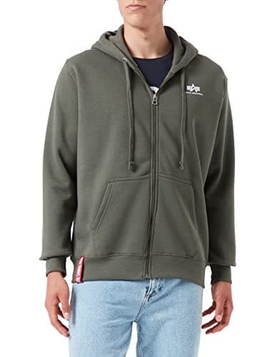Image of Alpha Industries Basic Zip SL Hoodie for men Dark Olive