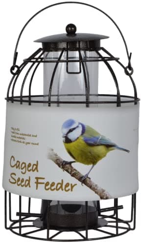 Image of Green Jem Dome Caged Seed Wild Bird Feeder, Designed To Deter Squirrels And Also Larger Garden Birds Such As Pigeons And Doves, Hammertone Finish