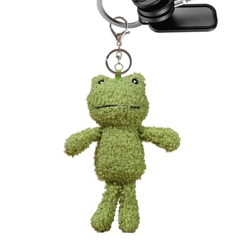 Image of Plush Frog Keychain - Unique Frog Plush Key Holder, Fun Green Plush Keychain for Keys & Bags | Bag Charm Collection, Cute Frog Keychain, Key Ring, Fun Accessory for Backpack, Perfect Frog Gift