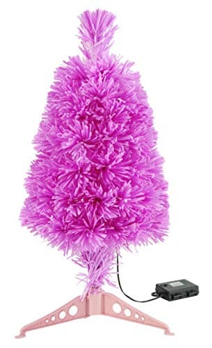 Image of Christmas Concepts® 60cm (24'') Pink Fibre Optic Christmas Tree With Battery Operated LED Colour Changing Lights