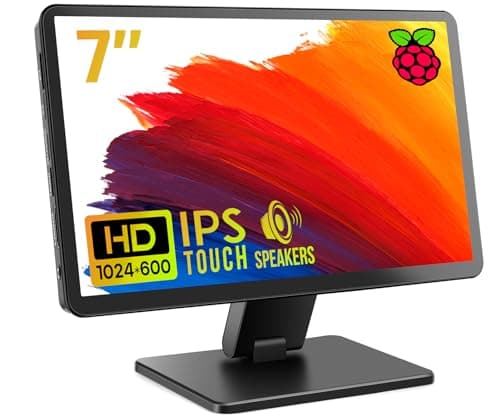 Image of ROADOM Touch Screen Monitor with Case, 7’’ Raspberry Pi Screen, IPS FHD 1024×600,Responsive and Smooth Touch,Dual Built-in Speakers,HDMI Input,Compatible with Raspberry Pi/PC/Camera/Gaming/TV