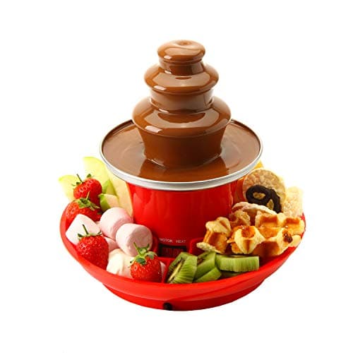 Image of Global Gourmet Chocolate Fountain Mini Fondue Set with Party Serving Tray Included | Electric 3-Tier Machine with Hot Melting Pot Base | Keep Warm Function