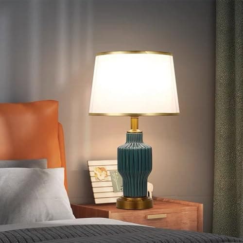Image of Contemporary Ceramic Table Lamp LED American Village Living Room Bedroom Study Villa Hotel Retro Creativity Bedside Desk Lamp (Style 2)