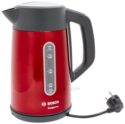 Image of Bosch Designline Electric kettle, TWK4P434, 1.7 liters, Ergonmic use, Cup indicator, Red