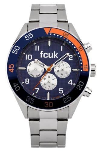 Image of French Connection Men's Quartz Watch with Blue Dial Analogue Display and Silver Stainless Steel Bracelet FC1115U