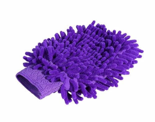 Image of Microfibre Car Wash Mitt Glove – Super Absorbent Chenille Cleaning Glove for Car, Bike, Motorcycle, Home & Window Cleaning – Scratch-Free, Lint-Free, Reusable Wash Mitt (Purple)