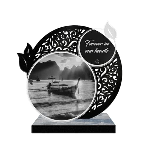 Image of ETERNEL - Personalized Lace Memorial Plaque - Boat, Sea, Sailor, Port - Customizable text, laser-engraved memorial plaque for tribute, tombstone, mortuary, ceremony, commemoration