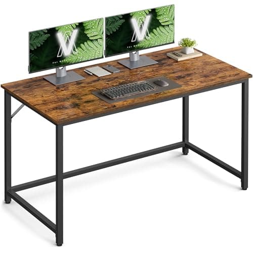 Image of VASAGLE Computer Desk, Office Desk, 120 x 60 x 76 cm, for Study, Bedroom, Living Room, Rustic Brown and Ink Black LWD039B01