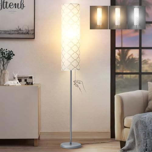 Image of GyroVu Floor Lamp for Living Room, 65” Standing Lamp Tall Lamps for Bedroom with Paper Lampshade Color Temperatures Floor Light for Living Room(Bulb Included)