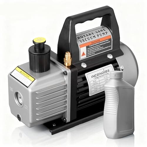 Image of 3 CFM 1/4 HP Vacuum Pump, Auto AC Vacuum Pump for R12 R22 R134a R502 R410a, Single Stage for HVAC/AUTO AC Refrigerant Recharging,Food Processing,Degassing, 330 ML Oil Included